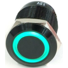 GQ16F-10E-A 16mm LED li Metal Yaylı Siyah Buton 